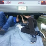 Jack and Jamey working on the camper